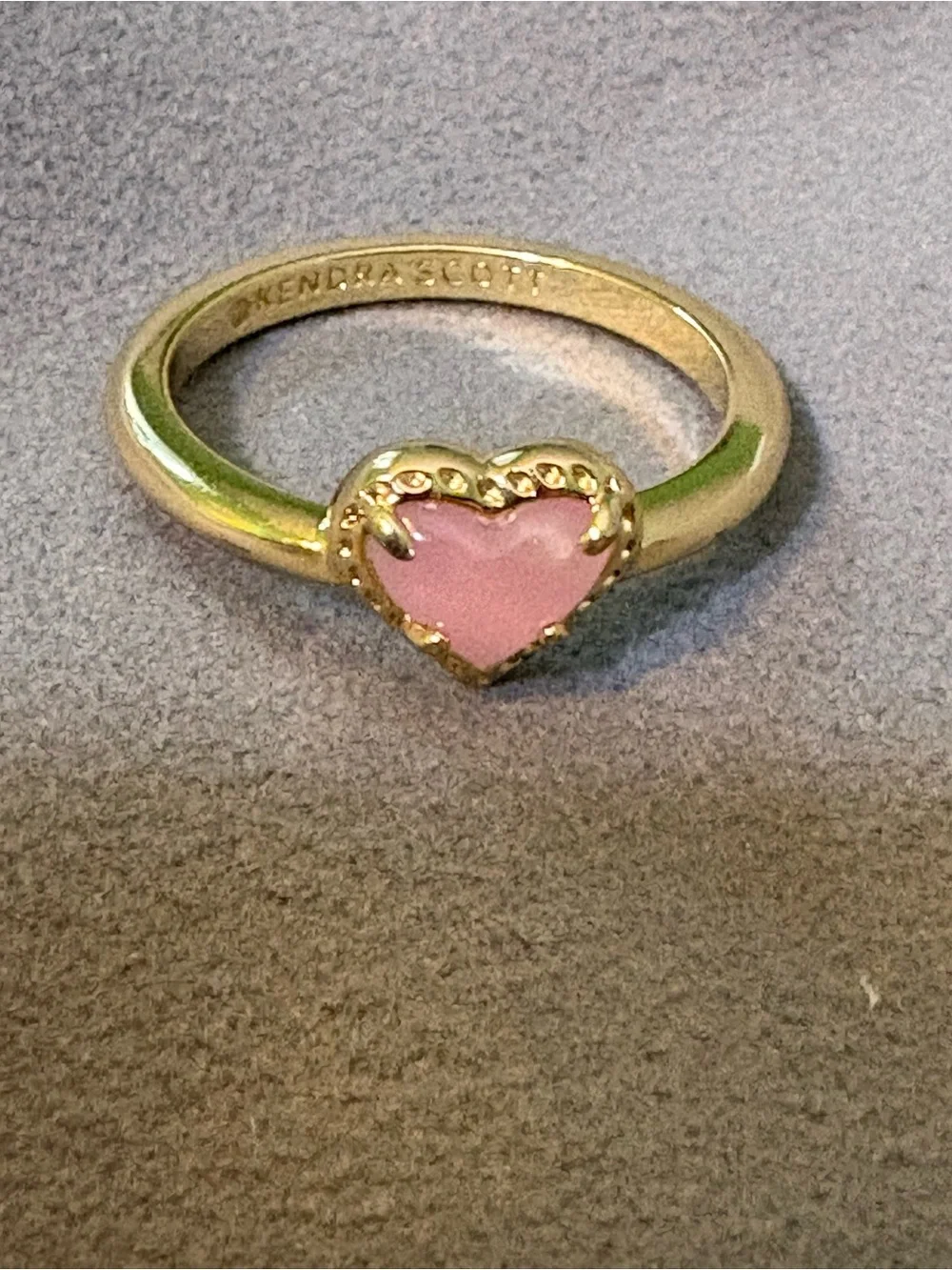 Kendra Scott Pink Heart Ring in Gold size 7
